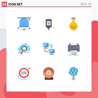 Universal Icon Symbols Group of 9 Modern Flat Colors of technology search treatment cloud test Editable Vector Design Elements