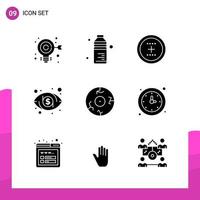 Glyph Icon set Pack of 9 Solid Icons isolated on White Background for responsive Website Design Print and Mobile Applications vector