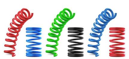 Metal springs, realistic colorful isolated coils vector