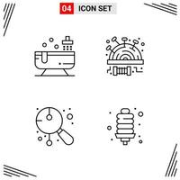 4 Icons Line Style Grid Based Creative Outline Symbols for Website Design Simple Line Icon Signs Isolated on White Background 4 Icon Set vector