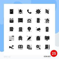 Modern Set of 25 Solid Glyphs and symbols such as catalog science call lab cog Editable Vector Design Elements