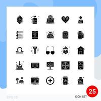 Stock Vector Icon Pack of 25 Line Signs and Symbols for favorite heart growth emoji data Editable Vector Design Elements