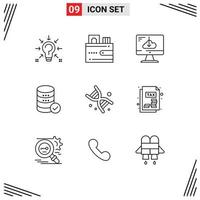 User Interface Pack of 9 Basic Outlines of web security wallet hosting install Editable Vector Design Elements