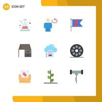 Set of 9 Modern UI Icons Symbols Signs for office material furniture repeat desk drawer flag Editable Vector Design Elements