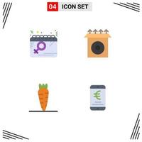 4 Thematic Vector Flat Icons and Editable Symbols of calendar food women install mobile Editable Vector Design Elements