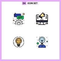 Stock Vector Icon Pack of 4 Line Signs and Symbols for bubble concept promotion marketing idea Editable Vector Design Elements