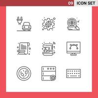 Set of 9 Commercial Outlines pack for house scratch pad search notepad letter Editable Vector Design Elements