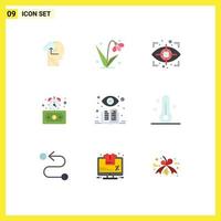 Stock Vector Icon Pack of 9 Line Signs and Symbols for supervised learning learning eye stopwatch deadline Editable Vector Design Elements