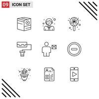 Group of 9 Outlines Signs and Symbols for human body service avatar pattern Editable Vector Design Elements