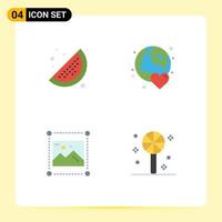 Modern Set of 4 Flat Icons and symbols such as summer designing earth love graphics Editable Vector Design Elements