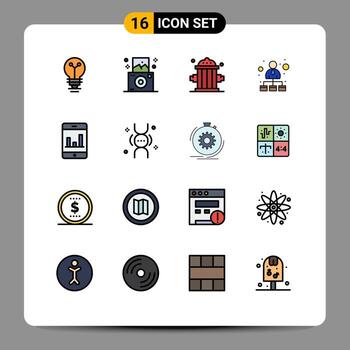 16 Creative Icons Modern Signs and Symbols of smartphone analytics clipart network hierarchical structure Editable Creative Vector Design Elements