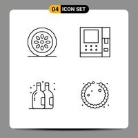 Stock Vector Icon Pack of 4 Line Signs and Symbols for cake bottle kitchen cash bracelet Editable Vector Design Elements