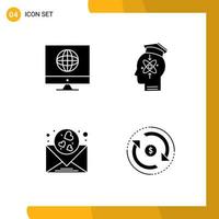 Pictogram Set of Simple Solid Glyphs of communication heart web human mail Editable Vector Design Elements