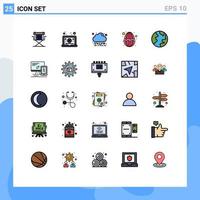 Set of 25 Modern UI Icons Symbols Signs for globe decoration video holiday easter Editable Vector Design Elements