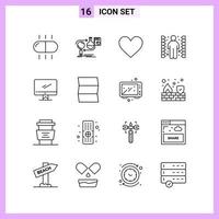 16 iconos en estilo de línea símbolos de contorno sobre fondo blanco signos de vectores creativos para web móvil e impresión