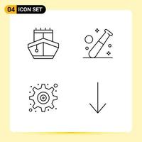 Group of 4 Modern Filledline Flat Colors Set for sail gear vehicles game setting Editable Vector Design Elements