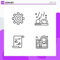 Set of 4 icons in Line style Creative Outline Symbols for Website Design and Mobile Apps Simple Line Icon Sign Isolated on White Background 4 Icons vector