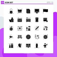 Pack of 25 Modern Solid Glyphs Signs and Symbols for Web Print Media such as country imac document device computer Editable Vector Design Elements