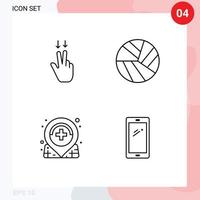 4 iconos creativos signos y símbolos modernos de dedos cuidado de la pelota médica elementos de diseño vectorial editables para teléfonos inteligentes vector