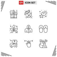 9 iconos estilo de línea cuadrícula basada en símbolos de contorno creativo para el diseño de sitios web signos de icono de línea simple aislados en fondo blanco 9 conjunto de iconos vector