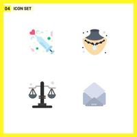 User Interface Pack of 4 Basic Flat Icons of drug justice love jewelry message Editable Vector Design Elements