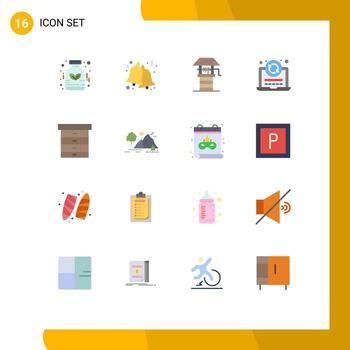 paquete de líneas vectoriales editables de 16 colores planos simples de codificación de cajones agricultura recarga portátil paquete editable de elementos de diseño de vectores creativos