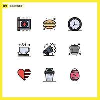 Universal Icon Symbols Group of 9 Modern Filledline Flat Colors of real estate tea food office coffee Editable Vector Design Elements