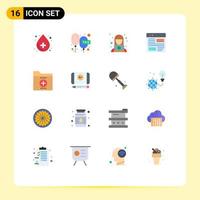 Group of 16 Flat Colors Signs and Symbols for page development rate design service Editable Pack of Creative Vector Design Elements