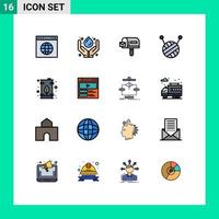 Set of 16 Modern UI Icons Symbols Signs for tank energy renewable electric ball of wool Editable Creative Vector Design Elements