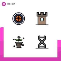 User Interface Pack of 4 Basic Filledline Flat Colors of globe historic user castle iot Editable Vector Design Elements