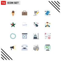 User Interface Pack of 16 Basic Flat Colors of arrow internet toolkit globe file Editable Pack of Creative Vector Design Elements