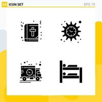 Collection of 4 Universal Solid Icons Icon Set for Web and Mobile vector