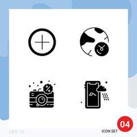 Mobile Interface Solid Glyph Set of 4 Pictograms of interface digital analysis internet dslr Editable Vector Design Elements