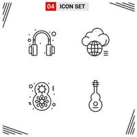 4 Icons Line Style Grid Based Creative Outline Symbols for Website Design Simple Line Icon Signs Isolated on White Background 4 Icon Set vector