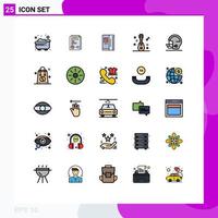 25 User Interface Filled line Flat Color Pack of modern Signs and Symbols of safety party fridge music audio Editable Vector Design Elements