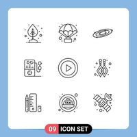 User Interface Pack of 9 Basic Outlines of creative wedding galaxy heart universe Editable Vector Design Elements