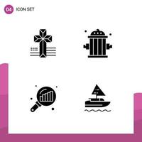 Modern Set of Solid Glyphs and symbols such as american graph magnifying firefighter outfit boat Editable Vector Design Elements