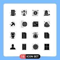 Group of 16 Solid Glyphs Signs and Symbols for up user dollar profile camera Editable Vector Design Elements