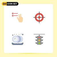 User Interface Pack of 4 Basic Flat Icons of fingers plates business target sign Editable Vector Design Elements