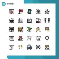 User Interface Pack of 25 Basic Filled line Flat Colors of direction season document garden autumn Editable Vector Design Elements