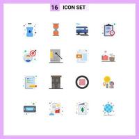 16 User Interface Flat Color Pack of modern Signs and Symbols of business efficiency timer deadline vehicle Editable Pack of Creative Vector Design Elements