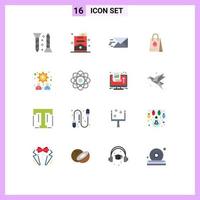 Set of 16 Modern UI Icons Symbols Signs for teamwork management email egg bag Editable Pack of Creative Vector Design Elements