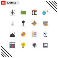 Set of 16 Commercial Flat Colors pack for laboratory human user fire body Editable Pack of Creative Vector Design Elements