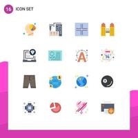 Pictogram Set of 16 Simple Flat Colors of browser construction home city view Editable Pack of Creative Vector Design Elements