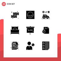 Universal Icon Symbols Group of 9 Modern Solid Glyphs of lab education man interior furnishings Editable Vector Design Elements