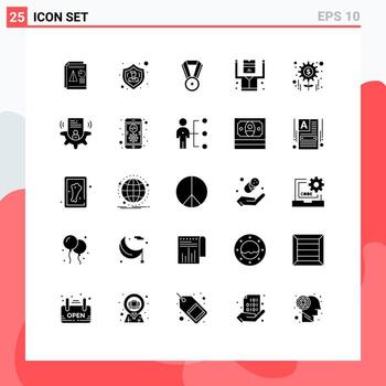 25 User Interface Solid Glyph Pack of modern Signs and Symbols of management security user prisoner arrested Editable Vector Design Elements