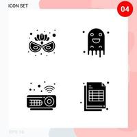 Vector Pack of 4 Icons in Solid Style Creative Glyph Pack isolated on White Background for Web and Mobile