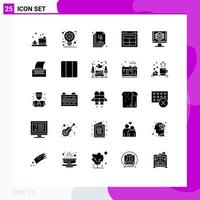 Pack of 25 Modern Solid Glyphs Signs and Symbols for Web Print Media such as programming text sketch layout divide Editable Vector Design Elements