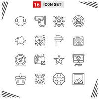 16 Icons Line Style Grid Based Creative Outline Symbols for Website Design Simple Line Icon Signs Isolated on White Background 16 Icon Set vector