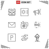 9 Icons Line Style Grid Based Creative Outline Symbols for Website Design Simple Line Icon Signs Isolated on White Background 9 Icon Set vector